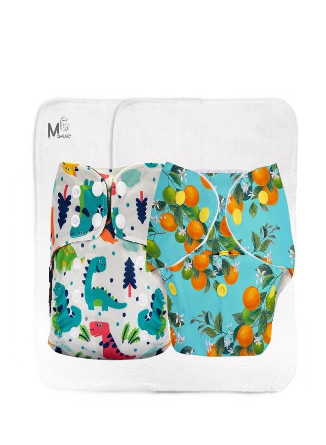 MOMSARC Cotton Diaper for New Born Baby+2 insert pads | Freesize Washable & Reusable Diapers for Babies 0-3 Years | Adjustable Cotton Langot with Quick Dry Pad/Insert | Leak Proof Cloth diaper (Pack of 2) - Image 1