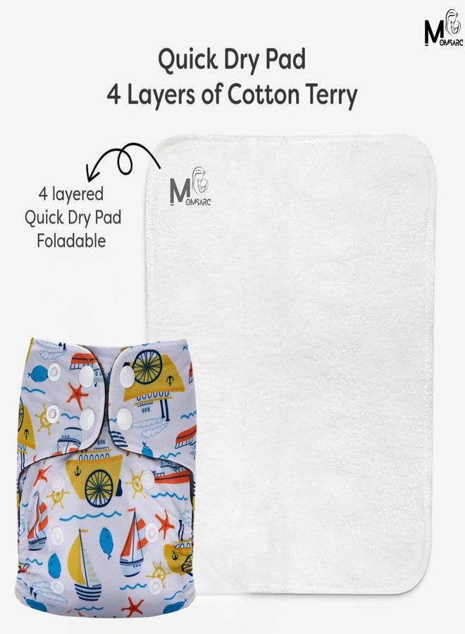 MOMSARC Cotton Diaper for New Born Baby+2 insert pads | Freesize Washable & Reusable Diapers for Babies 0-3 Years | Adjustable Cotton Langot with Quick Dry Pad/Insert | Leak Proof Cloth diaper (Pack of 2) - Image 5