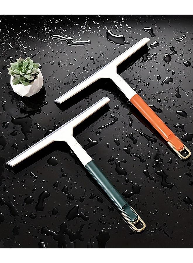 1pc Green Ergonomic Glass Cleaner Squeegee With Non Slip Grip Hanging Holes - Image 2