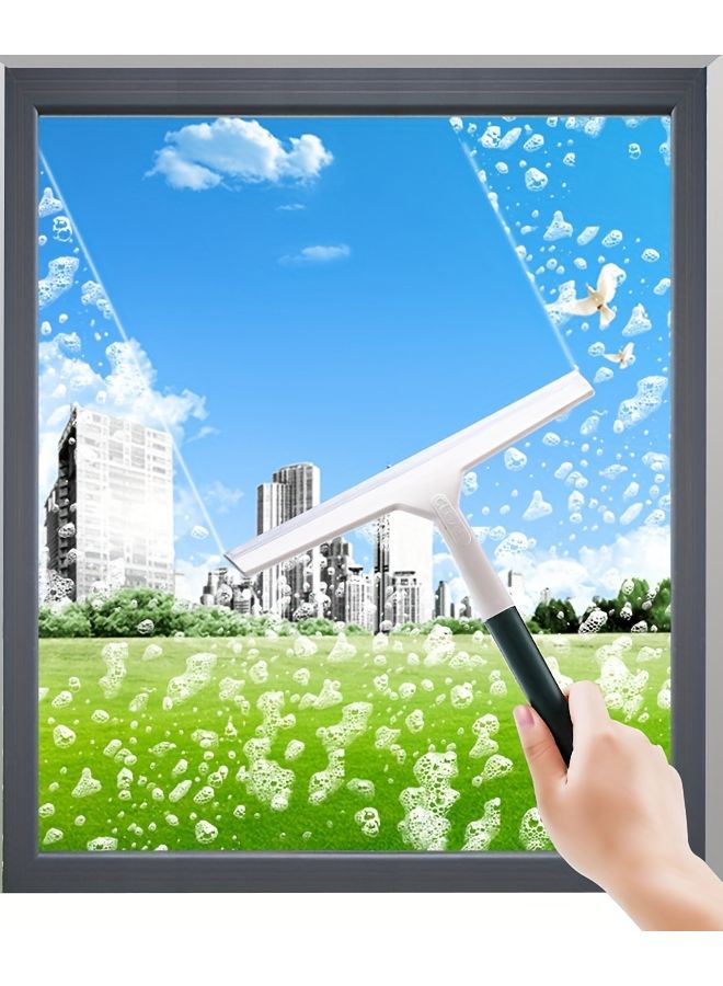 1pc Green Ergonomic Glass Cleaner Squeegee With Non Slip Grip Hanging Holes - Image 5