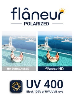 flâneur Stylish Polarized D-Frame Sunglasses For Women and Men Black  - Image 3