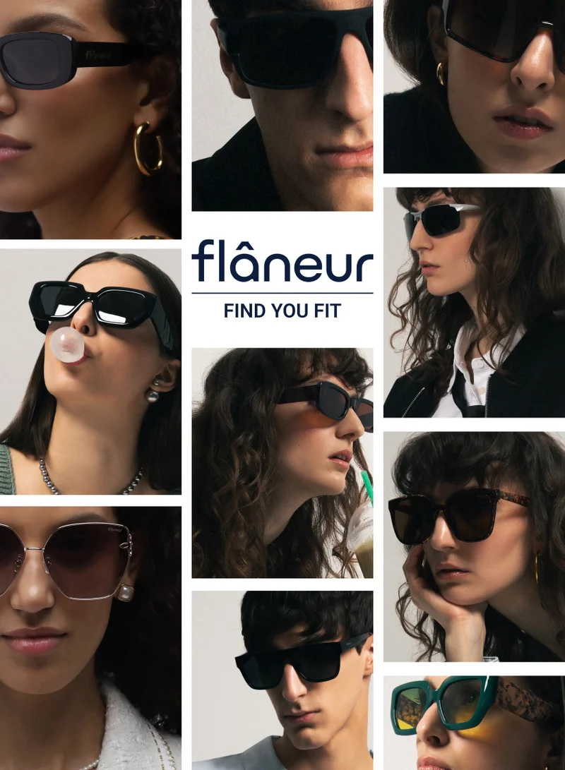 flâneur Stylish Polarized D-Frame Sunglasses For Women and Men Black