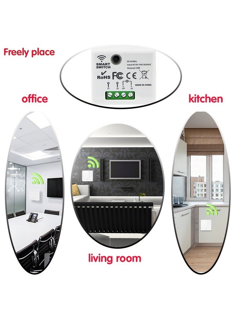 433 ميجا هرتز rf مفتاح الإضاءة 220 فولت تحكم التتابع دون خط محايد 86 حجم دفع زر لوحة الحائط التبديل مصباح ليد مصباح - Image 2