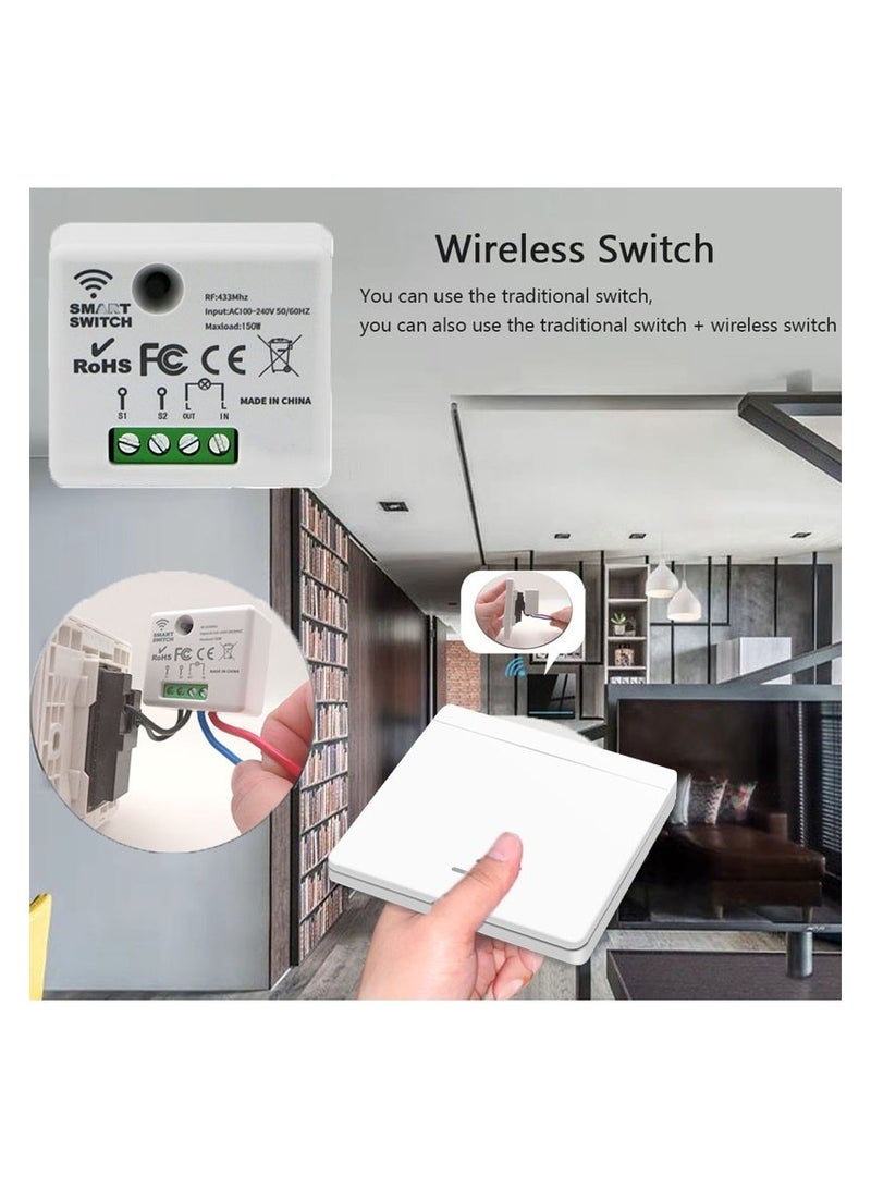 433 ميجا هرتز rf مفتاح الإضاءة 220 فولت تحكم التتابع دون خط محايد 86 حجم دفع زر لوحة الحائط التبديل مصباح ليد مصباح - Image 3