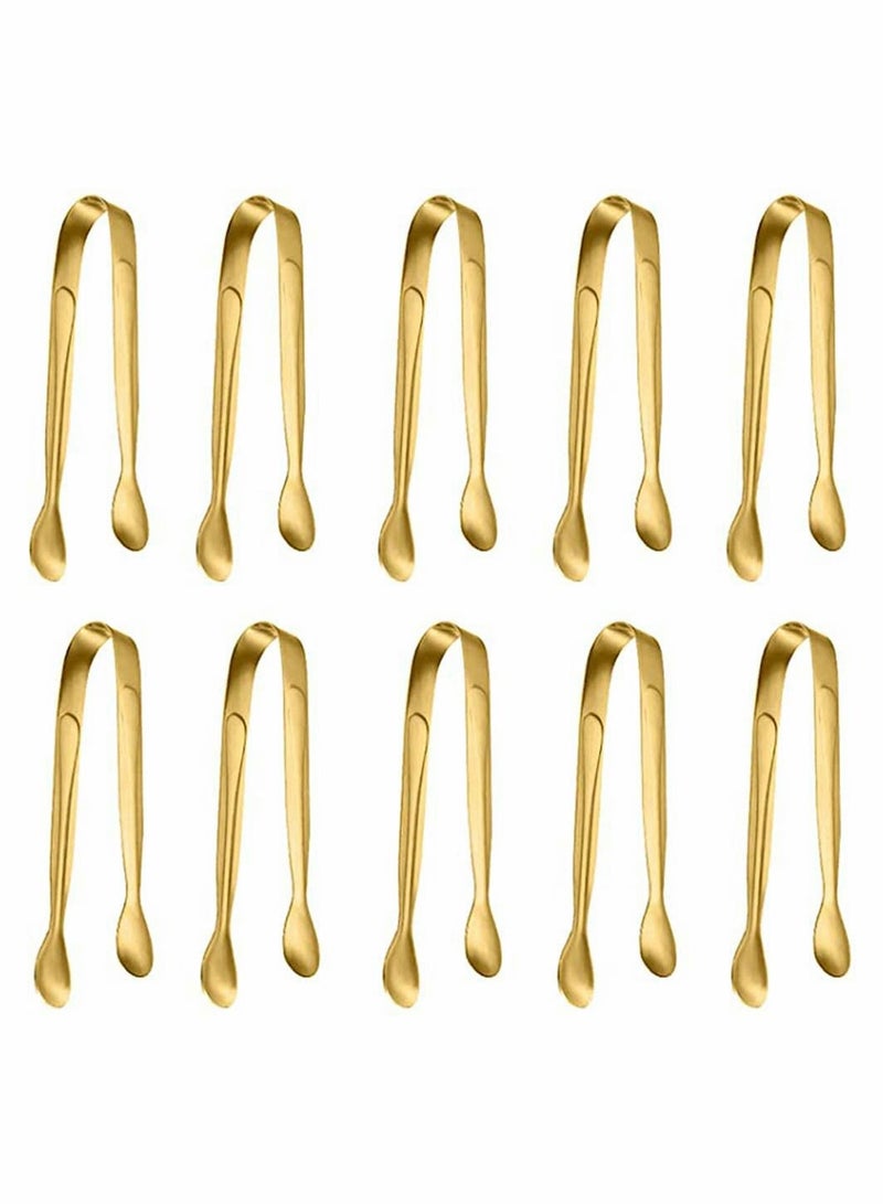 10-Piece Stainless Steel Food Tongs, Rock Candy Tongs Small Square Tea Party Coffee Bar Kitchen Tongs - Image 1