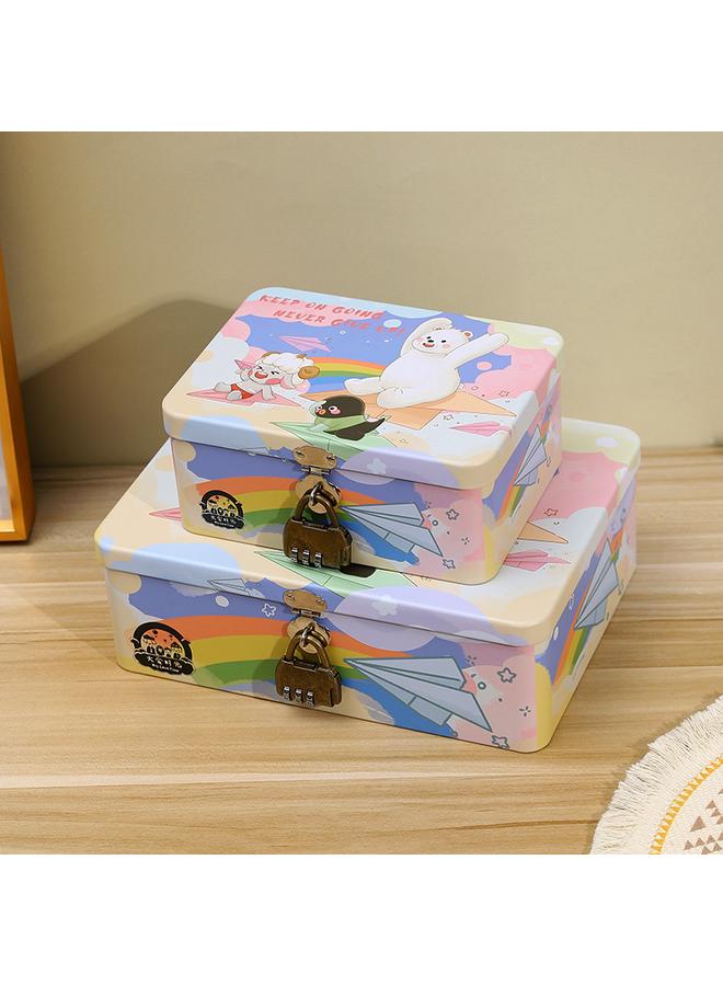 Bluejw Creative Desktop Storage Iron Box Zebra Sheep And Little Black Fish Gift Packaging Box Change Certificate With Lock Storage Iron Box - Image 2