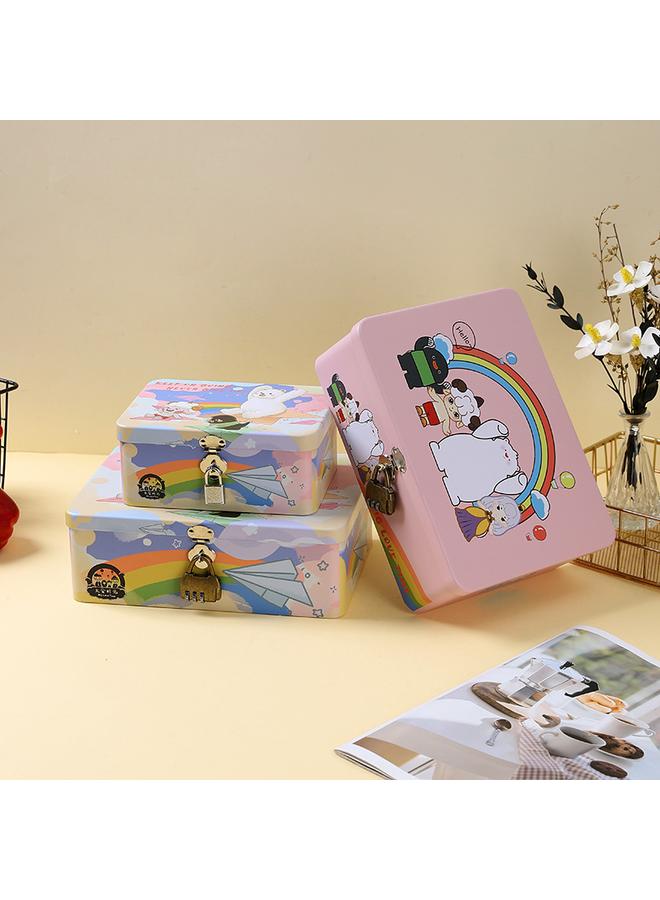 Bluejw Creative Desktop Storage Iron Box Zebra Sheep And Little Black Fish Gift Packaging Box Change Certificate With Lock Storage Iron Box - Image 3
