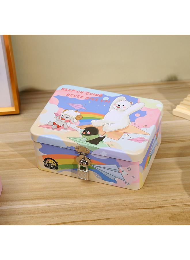 Bluejw Creative Desktop Storage Iron Box Zebra Sheep And Little Black Fish Gift Packaging Box Change Certificate With Lock Storage Iron Box - Image 5