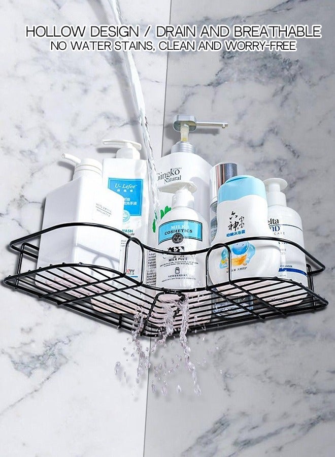 2 Pcs Wall Mount Self Adhesive Rotating Shower Caddy Corner Storage Shelf - Image 4