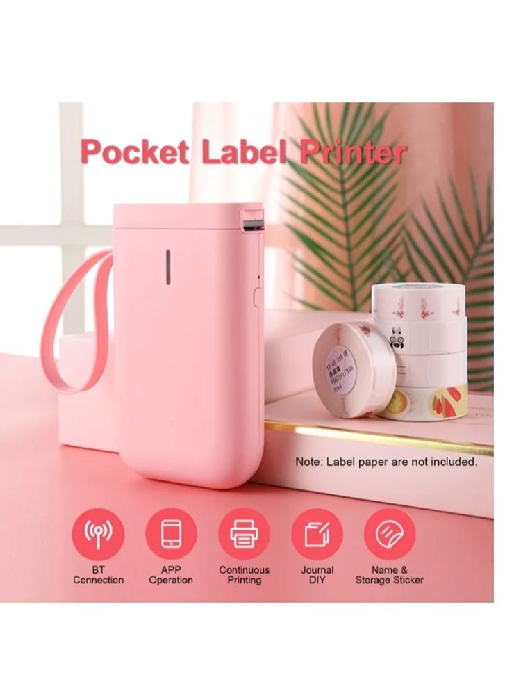 AROAQ Thermal Label Printer Portable Wireless Bluetooth 132x79x29millimeter Pink - Image 3