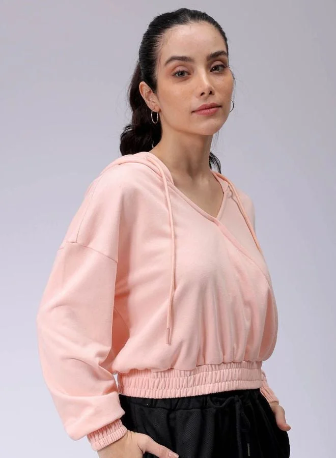 Freehand  Women Regular Fit Solid Hooded Neck Long Sleeve Wrap Sweatshirts  | Best Price UAE