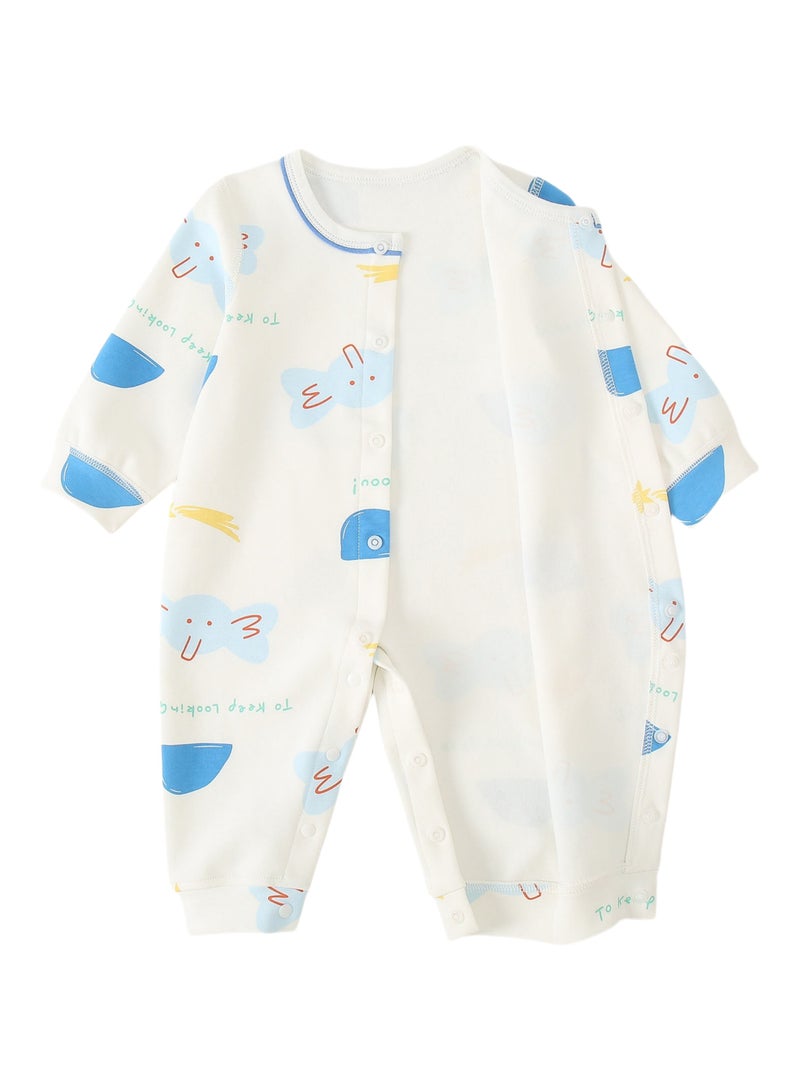 Baby Romper - Cotton Blend Long Sleeve Bodysuit with Full Front Snap, Geometric Prints - For 3-18 Months  - Image 4