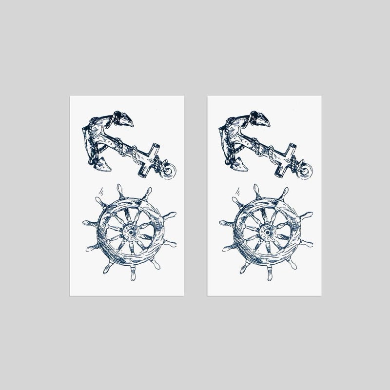 Oottati 2 Sheets Small Cute Temporary Tattoo Stickers Riding Boat Anchor Arm - Image 5