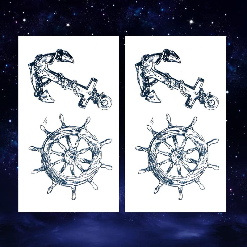 Oottati 2 Sheets Small Cute Temporary Tattoo Stickers Riding Boat Anchor Arm - Image 3