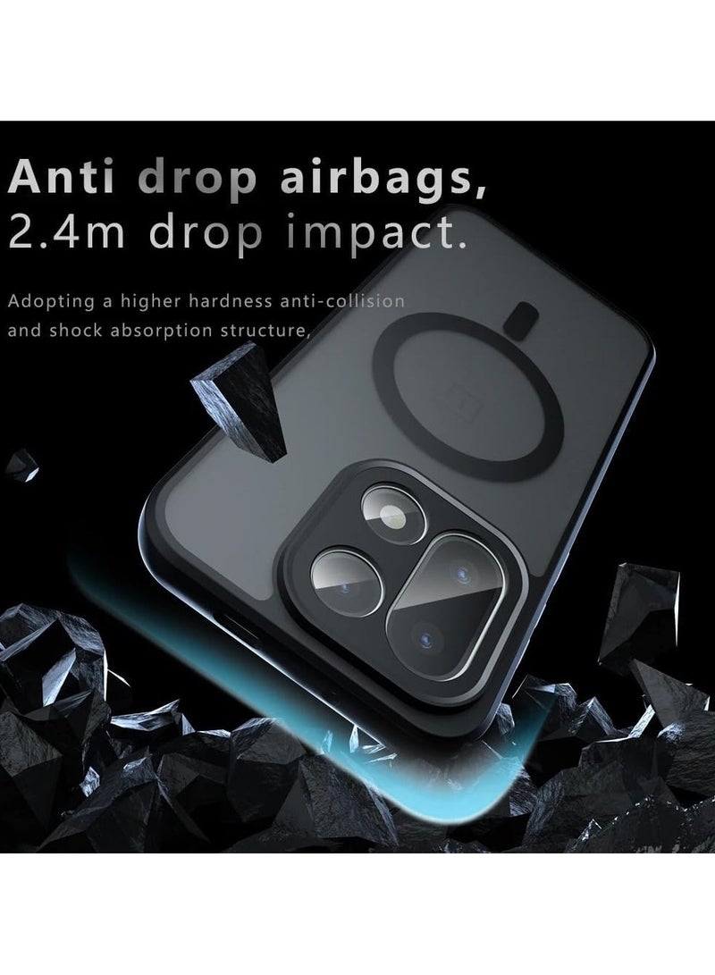 general Magnetic Case Compatible with OnePlus 15, 【Supports Wireless Charging】 Matte Semi-Transparent Black Case Resists Yellowing Airbag Protection PC+TPU Shockproof Cover - Image 4