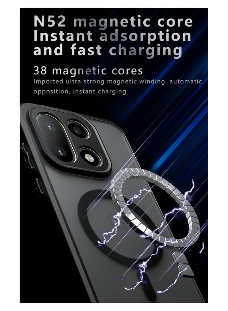 general Magnetic Case Compatible with OnePlus 15, 【Supports Wireless Charging】 Matte Semi-Transparent Black Case Resists Yellowing Airbag Protection PC+TPU Shockproof Cover - Image 3