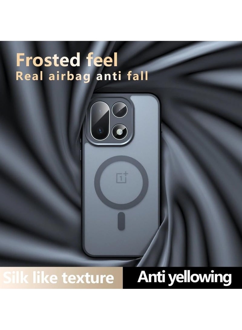 general Magnetic Case Compatible with OnePlus 15, 【Supports Wireless Charging】 Matte Semi-Transparent Black Case Resists Yellowing Airbag Protection PC+TPU Shockproof Cover - Image 5