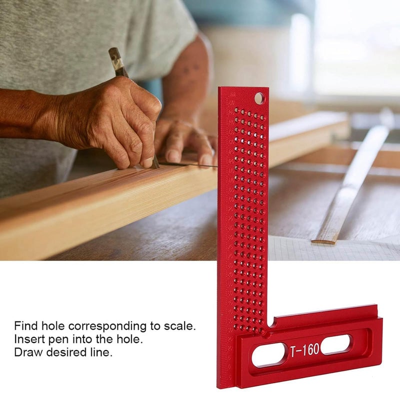 T 160 Marking Ruler, Aluminum Alloy Hole Ruler, Wear Resistant Woodworking Ruler, Carpenter Measuring Tool, Wood Marking Ruler for Construction - Image 3