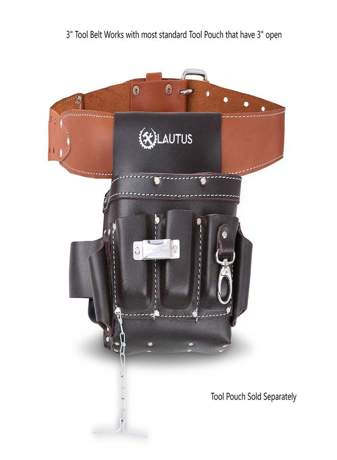 LAUTUS 3-Inch Tapered Work Belt in Heavy Oiled Tanned Leather| 32-Inch to 46-Inch | Brown| - Image 4