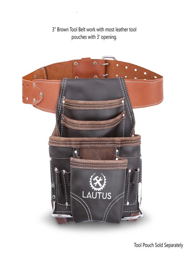 LAUTUS 3-Inch Tapered Work Belt in Heavy Oiled Tanned Leather| 32-Inch to 46-Inch | Brown| - Image 5