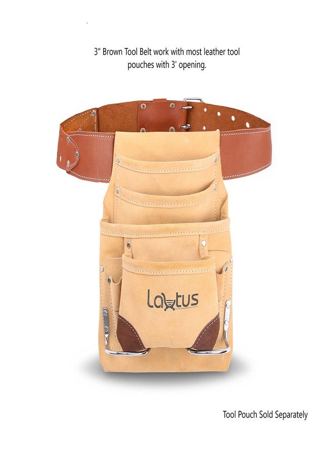 LAUTUS 3-Inch Tapered Work Belt in Heavy Oiled Tanned Leather| 32-Inch to 46-Inch | Brown| - Image 3