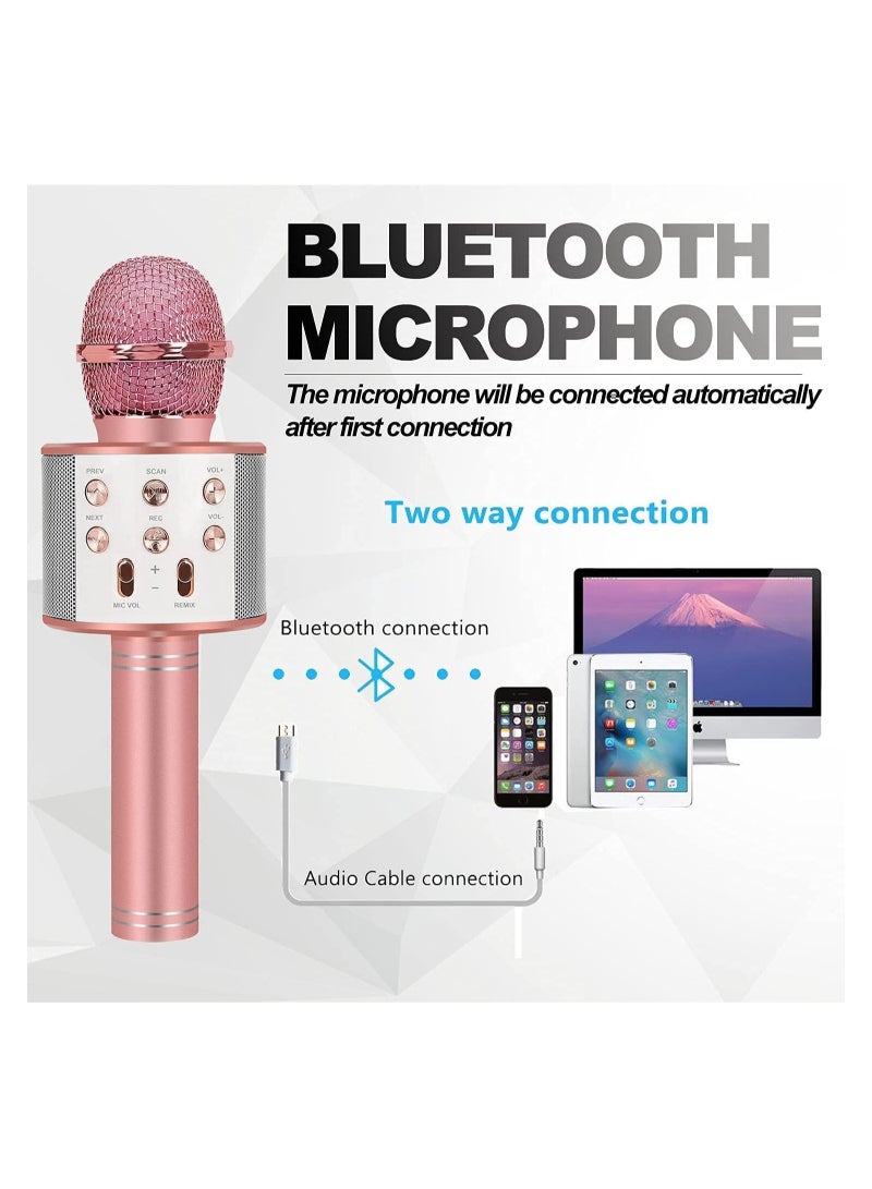 Toys For 7 8 9 10 11 Years Old Girls,Best Present Gifts For 6-15 Years Old Girl Boy,Bluetooth Wireless Karaoke Machine, Party Favor for Teen Boys Girls Toys Age 4-12 Gifts Toys for Teens Boy Rose Gold - Image 2