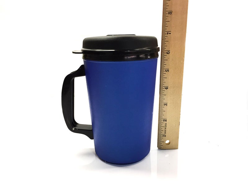 GAMA Electronics 2 ThermoServ Foam Insulated Coffee Mug 20 oz w/Lids (1) Blue & (1) Red - Image 4