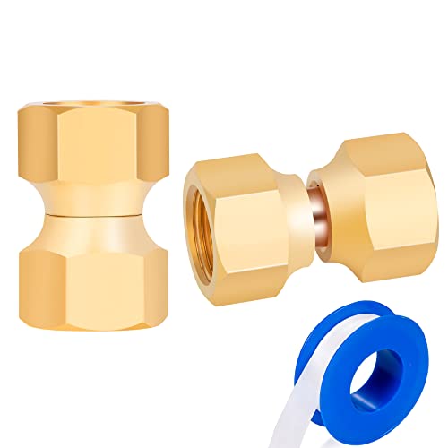 Breezliy Brass 3/8" Female Flare Swivel Adapter, Swivel Nut, Tube Fitting, Valve Connector 2PCS - Image 1