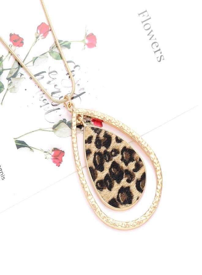 CEALXHENY Leopard Necklace for Women Teardrop Animal Print Pendant Necklaces Cheetah Chain Necklace for Women Winter Holiday Gift (A Teardrop) - Image 3