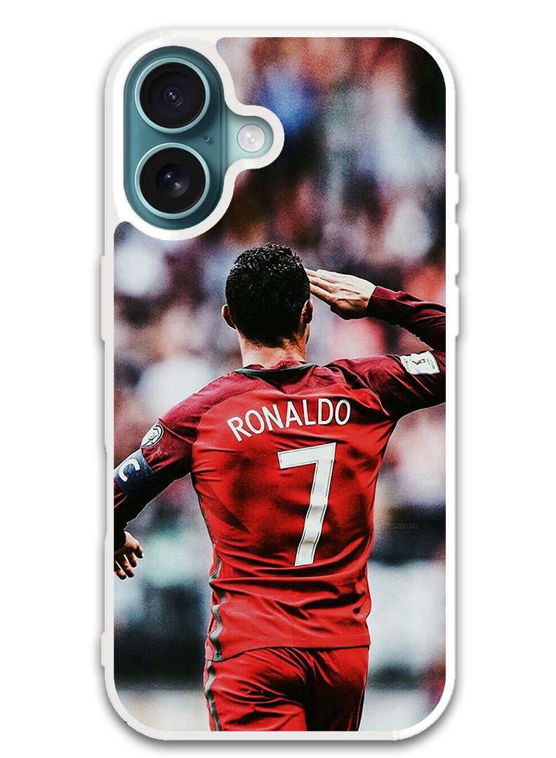 Theodor Protective Case Cover For APPLE IPHONE 16 Plus Ronaldo Salute To Crowd (White Bumper) - Image 1