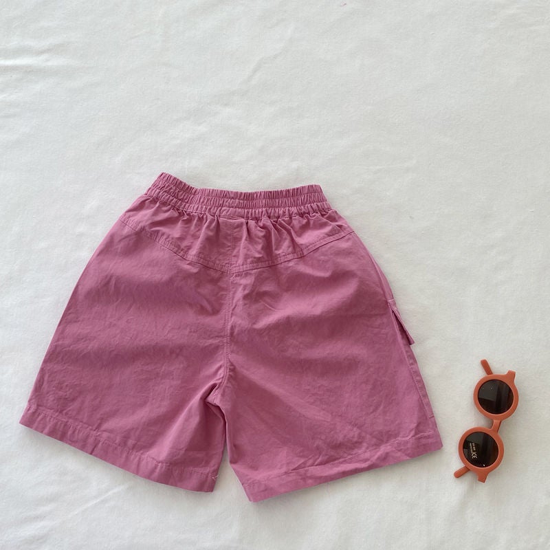 [Small And Middle Children] Cool Solid Color Breathable Overalls Boys Pink Shorts Summer Female Bao Foreign Style Korean Version - Image 5