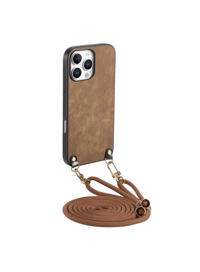 اس-توب جراب لهاتف iPhone 16 Pro Max مصنوع من الجلد العتيق مع غطاء خلفي من البولي كربونات وحزام كروس بودي - Image 1