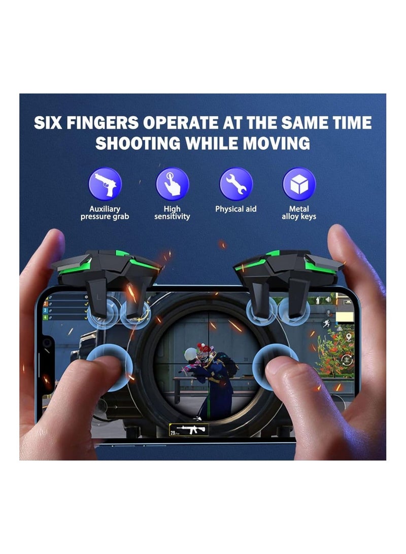 وحدة تحكم PUBG Mobile بستة أصابع، لوحة ألعاب حساسة لـ iPhone وAndroid وiPad - مثالية للمكتب والمدرسة والسفر والتخييم مع سمك كبير لتحسين الدقة وإطلاق النار. - Image 3