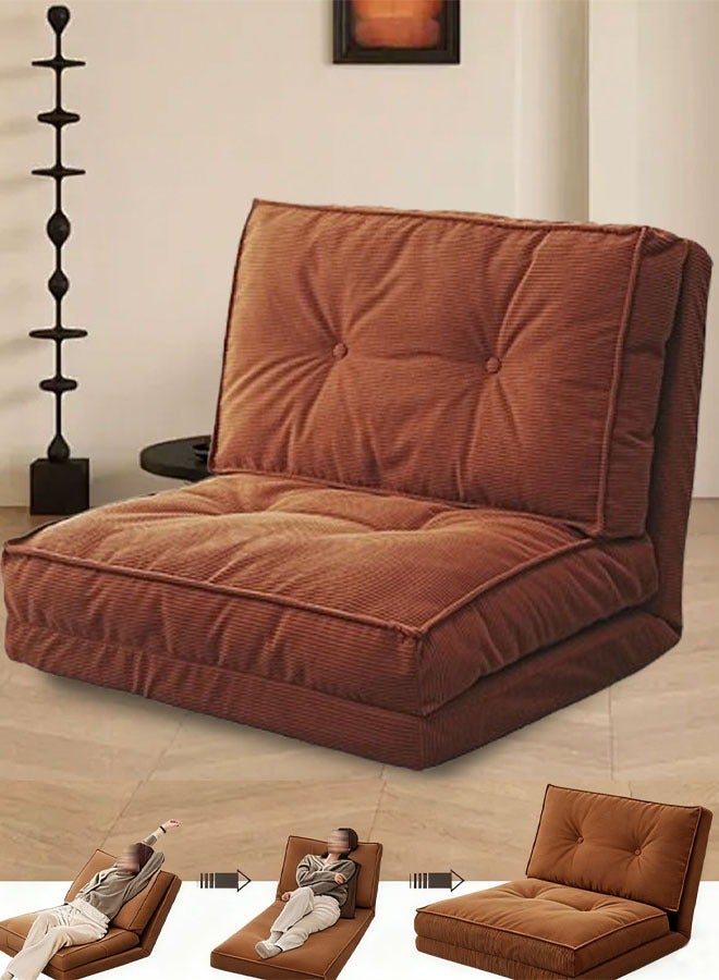 تابيت سرير أريكة قابل للطي، كرسي قابل للتحويل إلى مرتبة قابلة للطي مع دعم للظهر، سرير أريكة مريح محمول قابل للطي لغرفة المعيشة وغرفة النوم (برتقالي) - Image 1