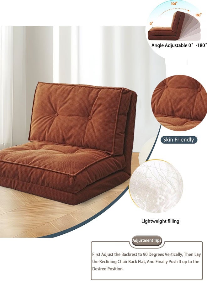 تابيت سرير أريكة قابل للطي، كرسي قابل للتحويل إلى مرتبة قابلة للطي مع دعم للظهر، سرير أريكة مريح محمول قابل للطي لغرفة المعيشة وغرفة النوم (برتقالي) - Image 4
