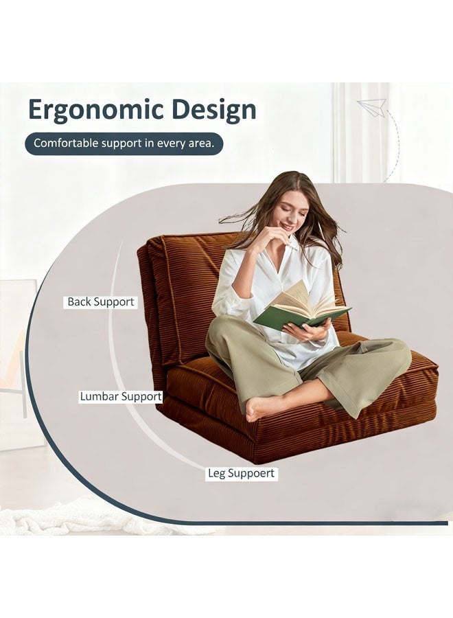 تابيت سرير أريكة قابل للطي، كرسي قابل للتحويل إلى مرتبة قابلة للطي مع دعم للظهر، سرير أريكة مريح محمول قابل للطي لغرفة المعيشة وغرفة النوم (برتقالي) - Image 3