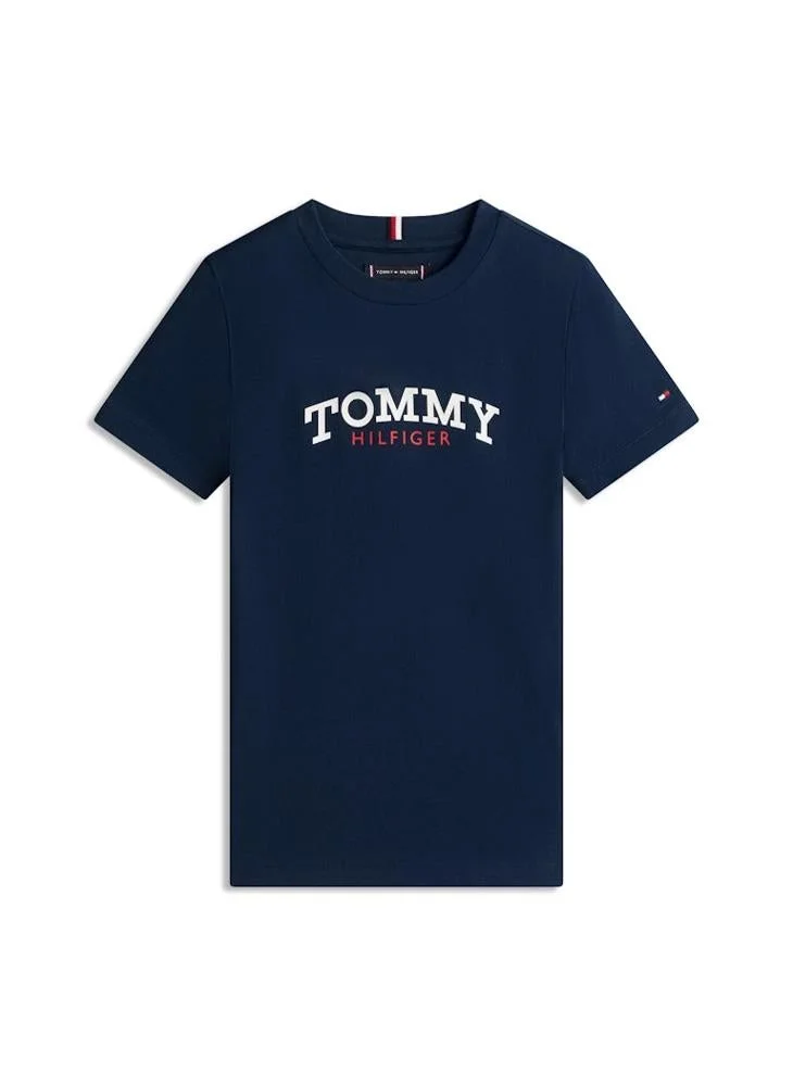 Tommy Hilfiger Dark Night Navy Logo Crew Neck Jersey T-Shirt for Men | Best Price UAE