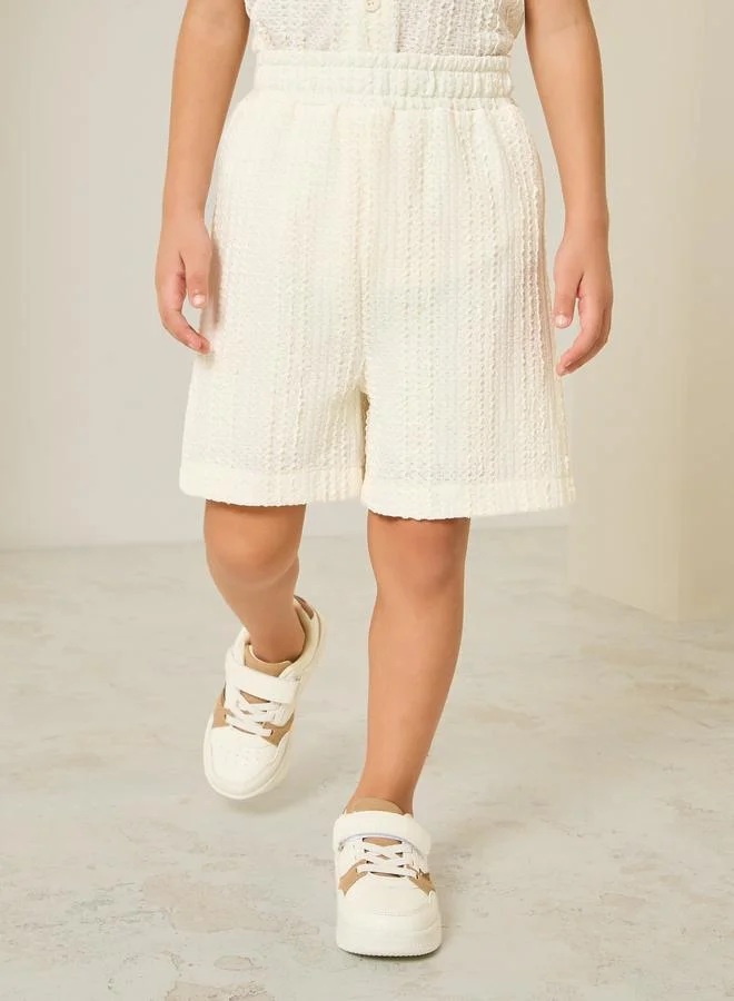 Styli Kids Off White Textured Shorts