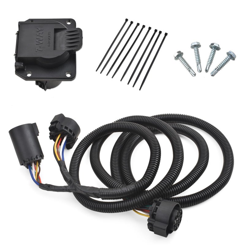 MITZONE 7-Foot 7-Pin Vehicle-Trailer Wiring Plug Harness Extension Compatible with Chevy/Dodge/Ford/GMC/Nissan/Toyota/Ram for Fifth-Wheel and gooseneck Trailers [Truck Bed Extension] 56070 - Image 1