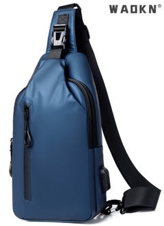 WAOKN Men's Outdoor Chest Bag, Boy's Large Capacity Crossbody Bag Belt Bag Fanny Pack, Fashionable Simple Trend Shoulder Bag Handbag Carrying Bag for College Students and Teenagers (Blue)  - Image 1