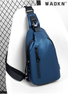 WAOKN Men's Outdoor Chest Bag, Boy's Large Capacity Crossbody Bag Belt Bag Fanny Pack, Fashionable Simple Trend Shoulder Bag Handbag Carrying Bag for College Students and Teenagers (Blue)  - Image 4