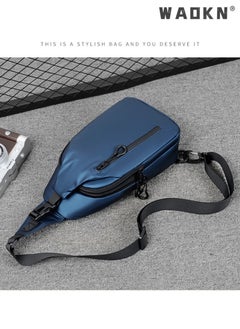 WAOKN Men's Outdoor Chest Bag, Boy's Large Capacity Crossbody Bag Belt Bag Fanny Pack, Fashionable Simple Trend Shoulder Bag Handbag Carrying Bag for College Students and Teenagers (Blue)  - Image 3
