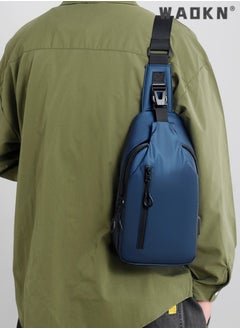 WAOKN Men's Outdoor Chest Bag, Boy's Large Capacity Crossbody Bag Belt Bag Fanny Pack, Fashionable Simple Trend Shoulder Bag Handbag Carrying Bag for College Students and Teenagers (Blue)  - Image 5