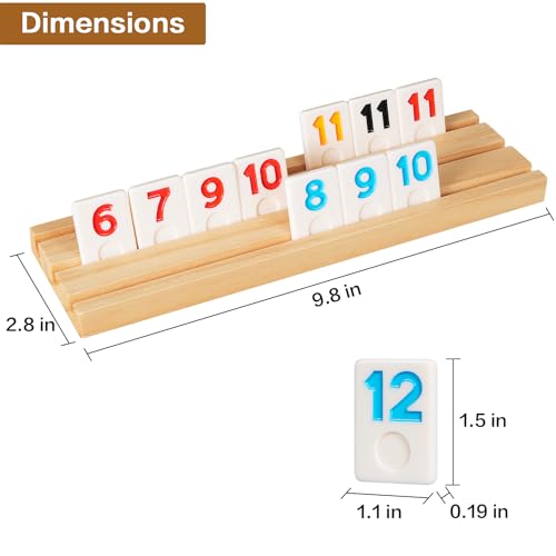 ELONGDI Rummy Cube Game Set with 4 Wooden Racks106 Rummy Tiles and Portable CaseClassic Travel Board Games for Family Adults and Kids - Image 5