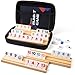 ELONGDI Rummy Cube Game Set with 4 Wooden Racks106 Rummy Tiles and Portable CaseClassic Travel Board Games for Family Adults and Kids - Image 2