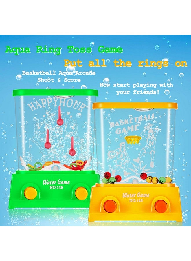 Sumind 10 Pieces Handheld Water Game Arcade Water Ring Water Tables for Beach Toys Party Favor Fish Rings Fun Game for Different Ages Basketball Fun Present for Men Pastime, Without Water (Classic Style) - Image 2