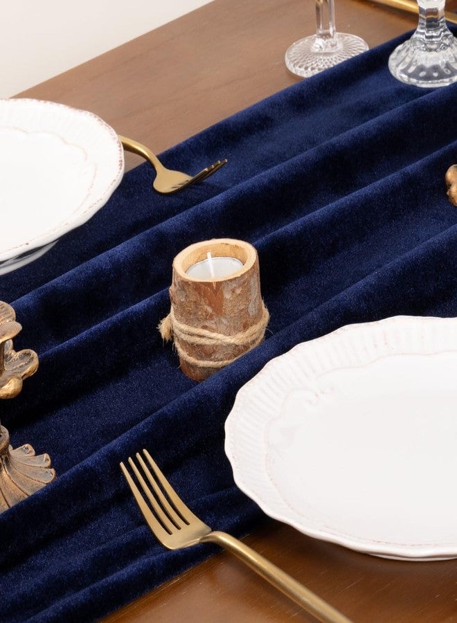 Socomi طقم مفرش طاولة مخملي أزرق داكن من سوكومي، قطعتان، مناسب لعيد الحب، مقاس 20 × 120 بوصة (10 أقدام)، قماش فاخر، مثالي لحفلات الزفاف، رأس السنة، وحفلات توديع العزوبية. - Image 4