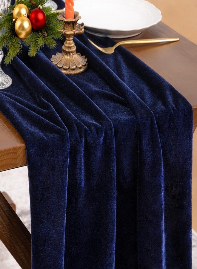 Socomi طقم مفرش طاولة مخملي أزرق داكن من سوكومي، قطعتان، مناسب لعيد الحب، مقاس 20 × 120 بوصة (10 أقدام)، قماش فاخر، مثالي لحفلات الزفاف، رأس السنة، وحفلات توديع العزوبية. - Image 1