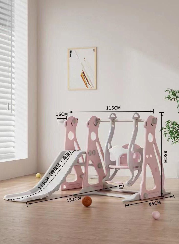 RBWTOYS - أرجوحة وزحليقة 3 في 1 للأطفال الصغار في الأماكن المغلقة ومجموعة أرجوحة مع أطواق كرة السلة - Image 1