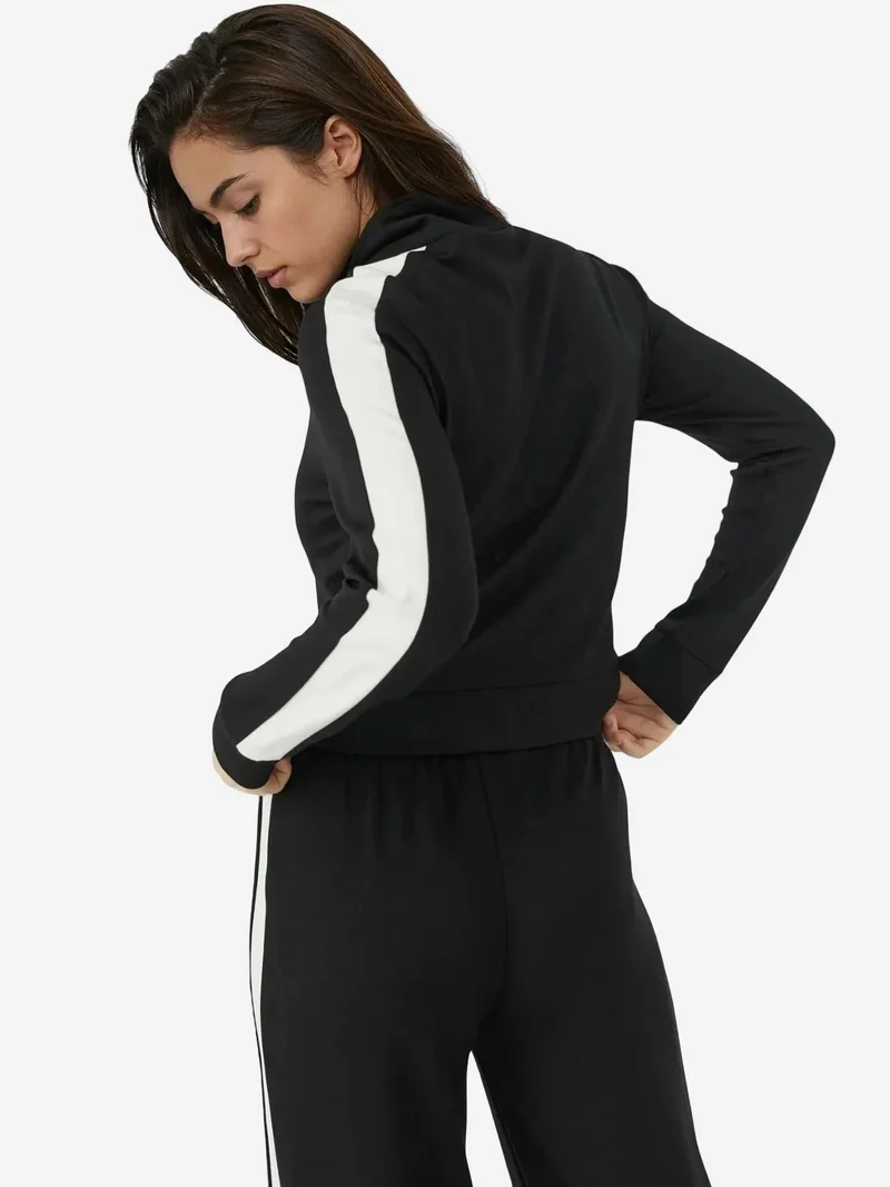 Hiccup Black Soft Touch Modal Stand Collar Sports Jacket for Women | Best Price UAE